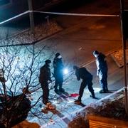 Kriminaltekniker på platsen där dödssjutningen ägde rum i Bunkeflostrand. 