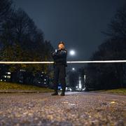 Foto från polisens avspärrning i Hallonbergen.