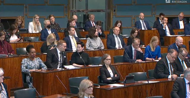 Finlands riksdag under debatten i dag.
