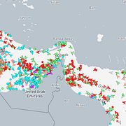 Trafiken genom Hormuzsundet vid 12.00 på onsdagen.