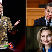 Edvin Törnblom – anlitad utfrågare i DN:s valbevakning, samt de avböjande partiledarna Ulf Kristersson och Ebba Busch.