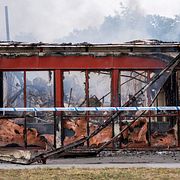 Räddningstjänsten och polis på plats vid en brand i en förskola på Kvarngatan i centrala Landskrona.