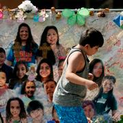 Minnesmärke vid Robb Elementary School i Uvalde, Texas 12 juli 2022. 