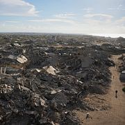 En bild på det som en gång var byggnader i Gaza stad innan Israel bombade dem.