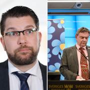 SD:s två senaste försvarspolitiska talespersoner Mikael Jansson och Roger Richthoff 2015, i mitten Åkesson.