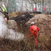 Arkivbild av en skogsbrand i Göteborgsområdet i maj.