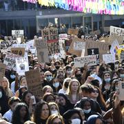 Demonstrations på Sergels torg i Stockholm.