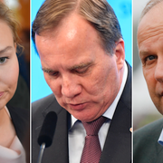 Ebba Busch Thor, Stefan Löfven, Jonas Sjöstedt. 