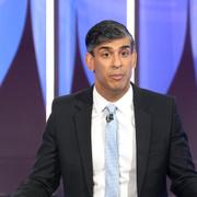 British Prime Minister Rishi Sunak speaks during a BBC Question Time Leaders' Special in York, England, Thursday June 20, 2024. (Stefan Rousseau/PA via AP, Pool)  ele112