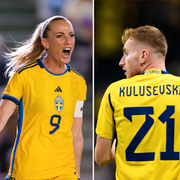 Kosovare Asllani, Dejan Kulusevski och Jennifer Falk.