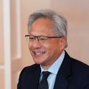 Vd Jensen Huang och president Donald Trump