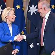 EU-kommissionens ordförande Ursula von der Leyen och Australiens premiärminister Anthony Albanese.