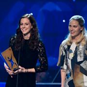 Lotta Schelin, Lisa Dahlkvist och Caroline Seger på scen på Idrottsgalan.