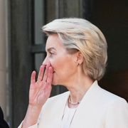 Donald Trump, Emmanuel Macron och Ursula von der Leyen. 