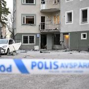 Skador efter explosionen i Sundbyberg. 