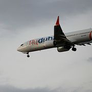 Flydubai-planet går in för landning i Tel Aviv efter att ha nödlandat i Saudiarabien efter kapningsförsöket. 30 september 2026.