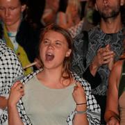 Greta Thunberg under en demonstration för Palestina i Köpenhamn i förra veckan. 