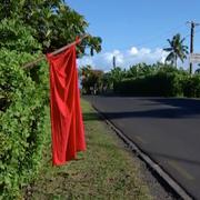 Lugnt på gatorna i Samoa. Invånare som inte har vaccinerats har uppmanats att hänga ut en röd flagga.