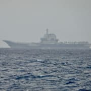 Kinesiskt hangarfartyg vid en tidigare övning.