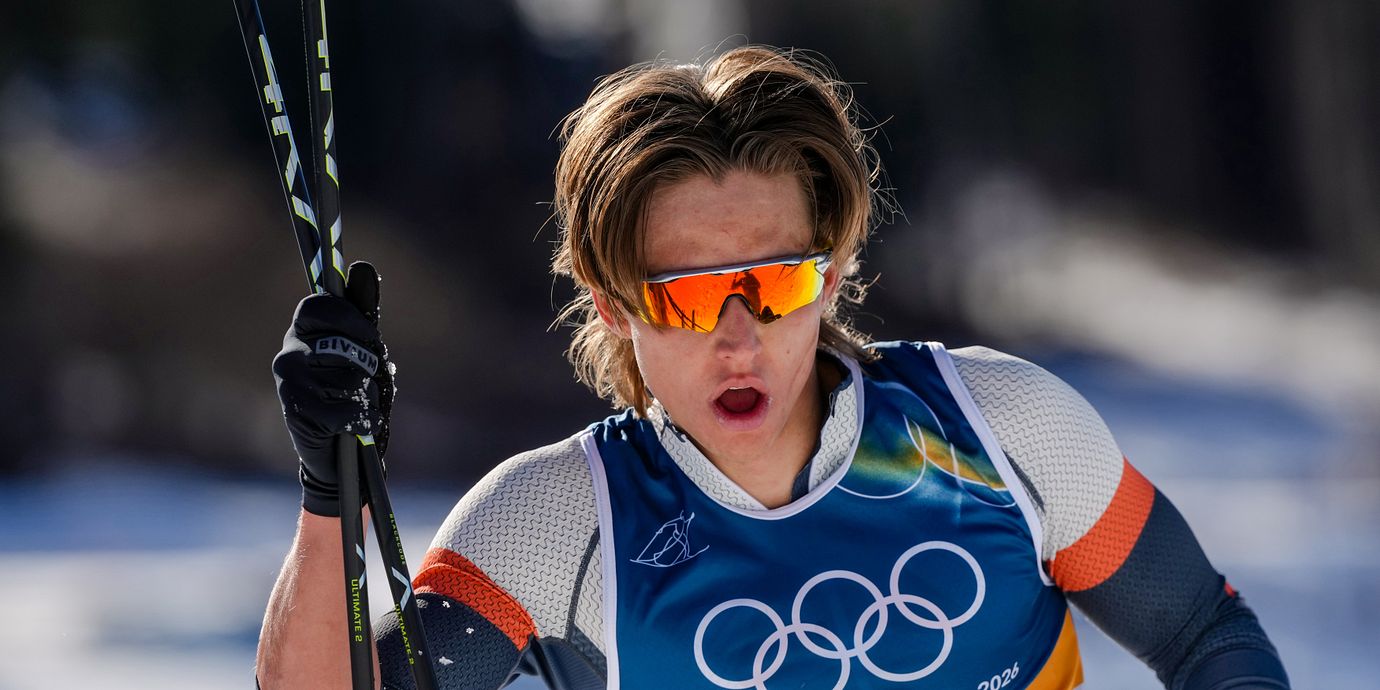 Ryssen Savelij Korosteljov i vinter-OS 2026. Han tävlade i längdskidor under neutral flagg.