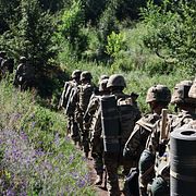 Bilden visar ukrainska soldater under träning.
