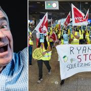 Michael O’Leary, strejkande personal i höstas.