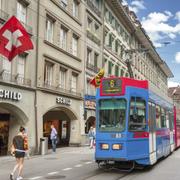 Shoppinggata i Bern, Schweiz.