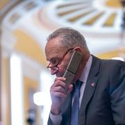 Chuck Schumer i arbete i den amerikanska senaten tidigare i veckan. 