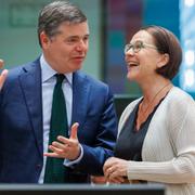 Eurogruppens ordförande Paschal Donohoe och Luxemburgs finansminister Yuriko Backes. Arkivbild.