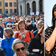 Rossana Dinamarca talar i samband med Knytblusmanifestation. 