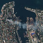 Satellitbild över högkvarteret i Sevastopol, 23 september.  AP