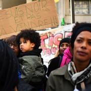 Franska demonstrationer mot slavhandeln.