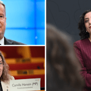 Anders Ygeman (S), Camilla Hansén (MP) och Simona Mohamsson (L). 