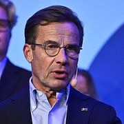 Moderaternas partiledare Ulf Kristersson (M) under Moderaternas valvaka.