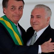 Nuvarande presidenten Jair Bolsonaro och förre presidenten Michel Temer vid årskiftet.