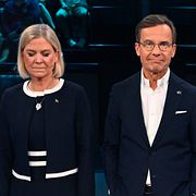 Arkivbild: TV4:s statsministerduell mellan Magdalena Andersson (S) och Ulf Kristersson (M) den 12 september 2026. Ska alltihop behöva göras om?