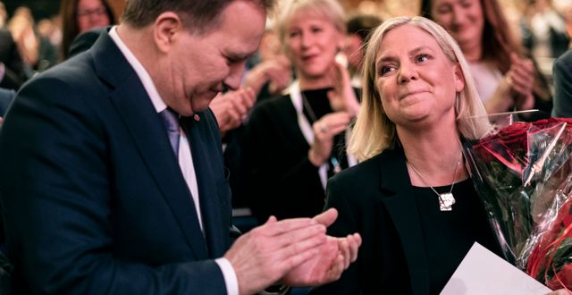 Stefan Löfven och Magdalena Andersson på S-kongressen i helgen. Björn Larsson Rosvall/TT / TT NYHETSBYRÅN