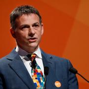 David Einhorn, President of Greenlight Capital, Inc., presents during the 2018 Sohn Investment Conference in New York City, U.S., April 23, 2018.