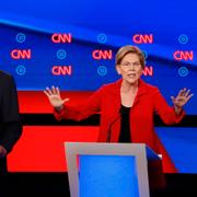 De demokratiska presidentkandidaterna Elizabeth Warren, Bernie Sanders och Beto O'Rourke