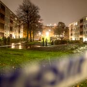 Gården på Briljantgatan när två bröder skjutits till döds på måndagen.