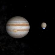 Jupiter med Europa till höger