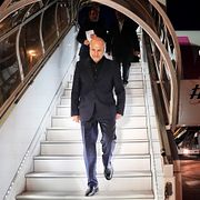 Den iranske förhandlaren Mohammad Bagher Qalibaf när han anlände till fredsförhandlingarna i Schweiz förra månadern.
