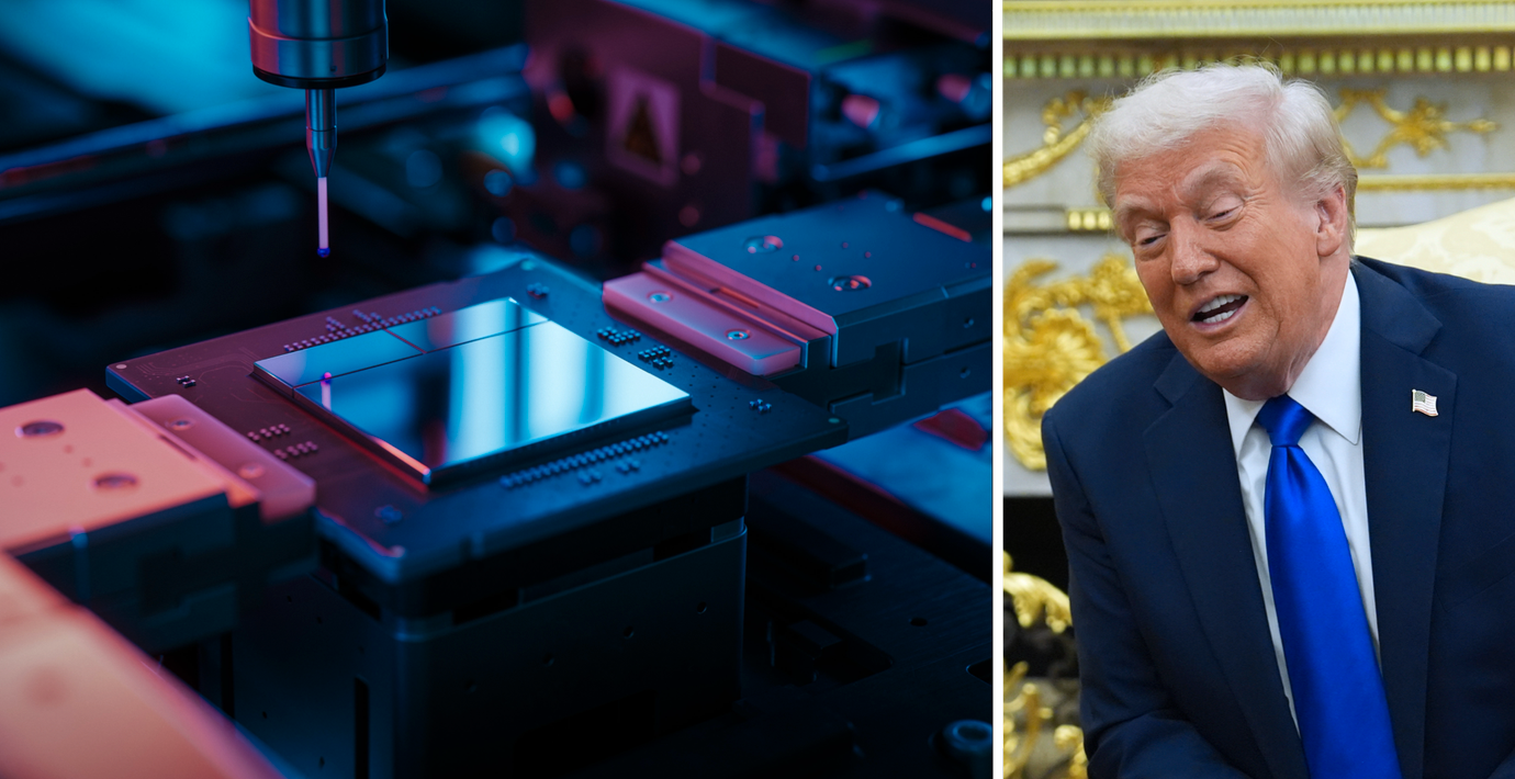 Chip och president Donald Trump. Arkivbilder.