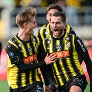 Häckens Adam Lundkvist jublar efter att ha gjort 2-1 under söndagens semifinal i Svenska cupen mellan BK Häcken och IFK Norrköping FK på Bravida Arena.