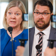 Nooshi Dadgostar (V), Magdalena Andersson (S), Jimmie Åkesson (SD) och Ulf Kristersson (M).