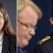 Marcela Sylvander (t v) ÖB Micael Bydén till höger, Peter Hultqvist i förgrunden. 