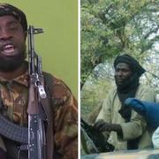 Abubakar Shekau och stillbild från propagandavideon.