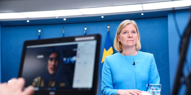 Finansminister Magdalena Andersson vid tisdagens pressträff.  Marko Säävälä/TT / TT NYHETSBYRÅN