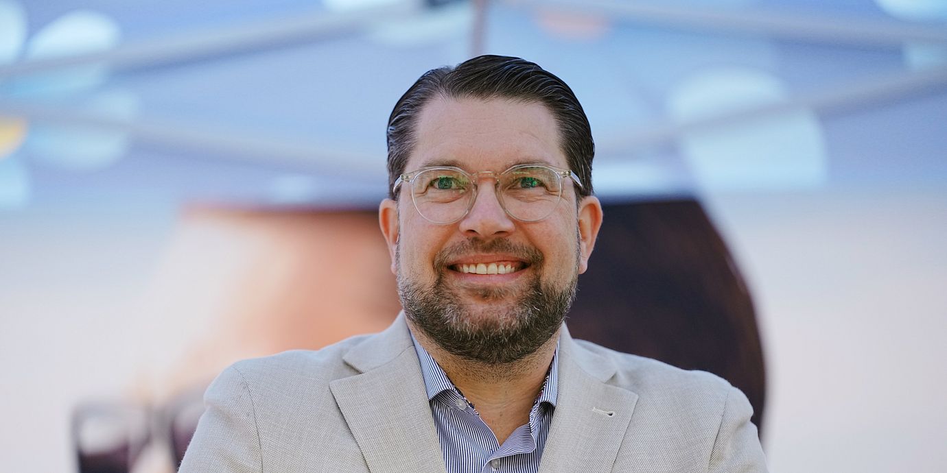 Sverigedemokraternas partiledare Jimmie Åkesson (SD). Akrivbild.