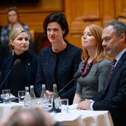 Ebba Busch Thor (KD), Anna Kinberg Batra(M), Annie Lööf (C) och Jan Björklund (L) under Alliansens framtidsseminarie i första kammarsalen i Riksdagen i Stockholm 12 december